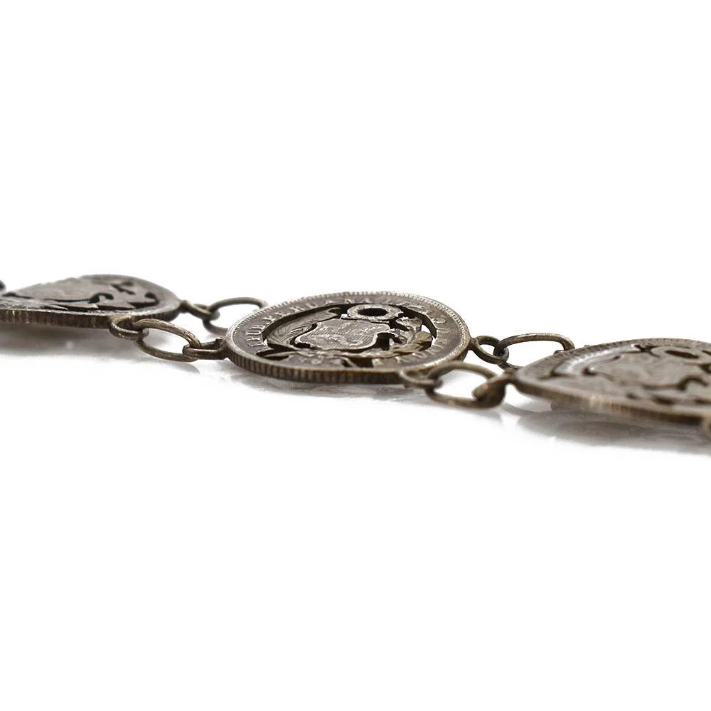 Peruvian Cut-Out Silver Coin Bracelet | Antique & Estate Jewelry